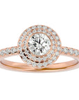 Inel de Logodnă Morgana din Aur 14k cu Diamante Create în Laborator Halo Pavé de 0.96 ct din 14k Aur Roz - Castelo.ro