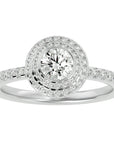 Inel de Logodnă Morgana cu Diamante Naturale Halo Pavé de 0.96 ct din Platina - Castelo.ro