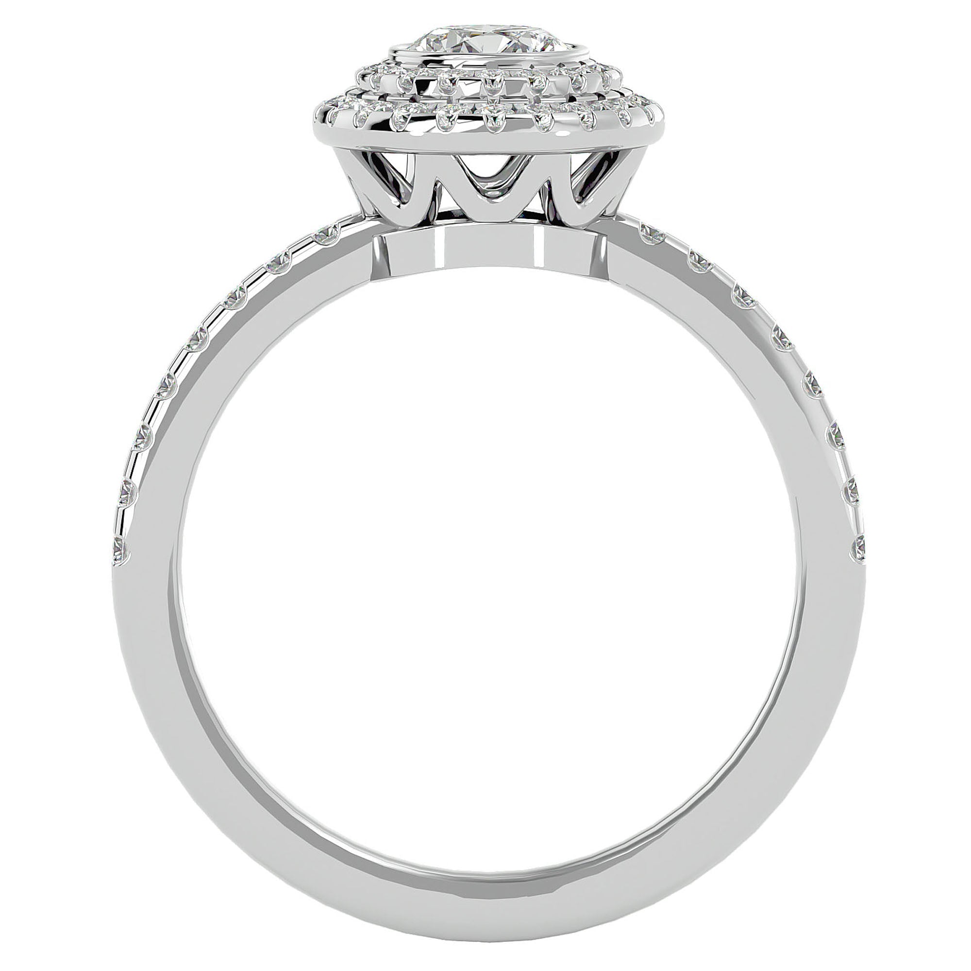 Inel de Logodnă Morgana cu Moissanite Halo Pavé de 0.96 ct din Platina - Castelo.ro