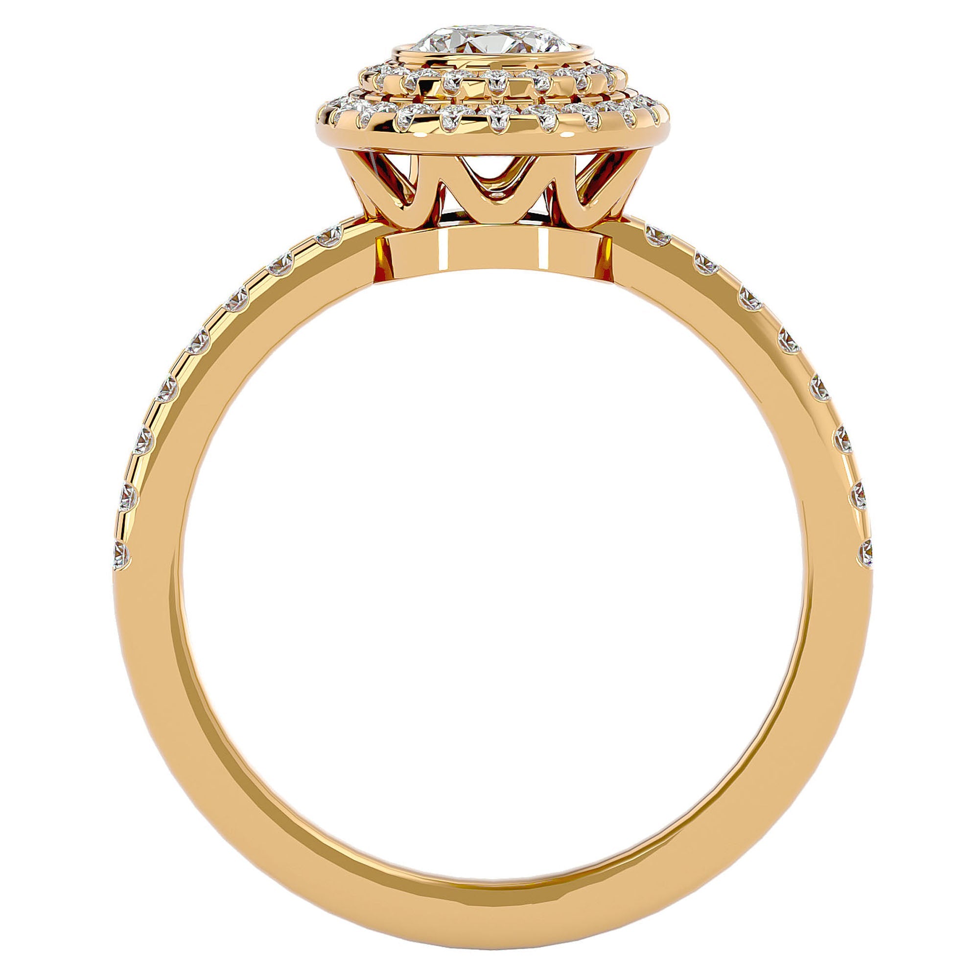 Inel de Logodnă Morgana cu Moissanite Halo Pavé de 0.96 ct din 18k Aur Galben - Castelo.ro