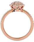 Inel de Logodnă Morgana cu Diamante Create în Laborator Halo Pavé de 0.96 ct din 18k Aur Roz - Castelo.ro