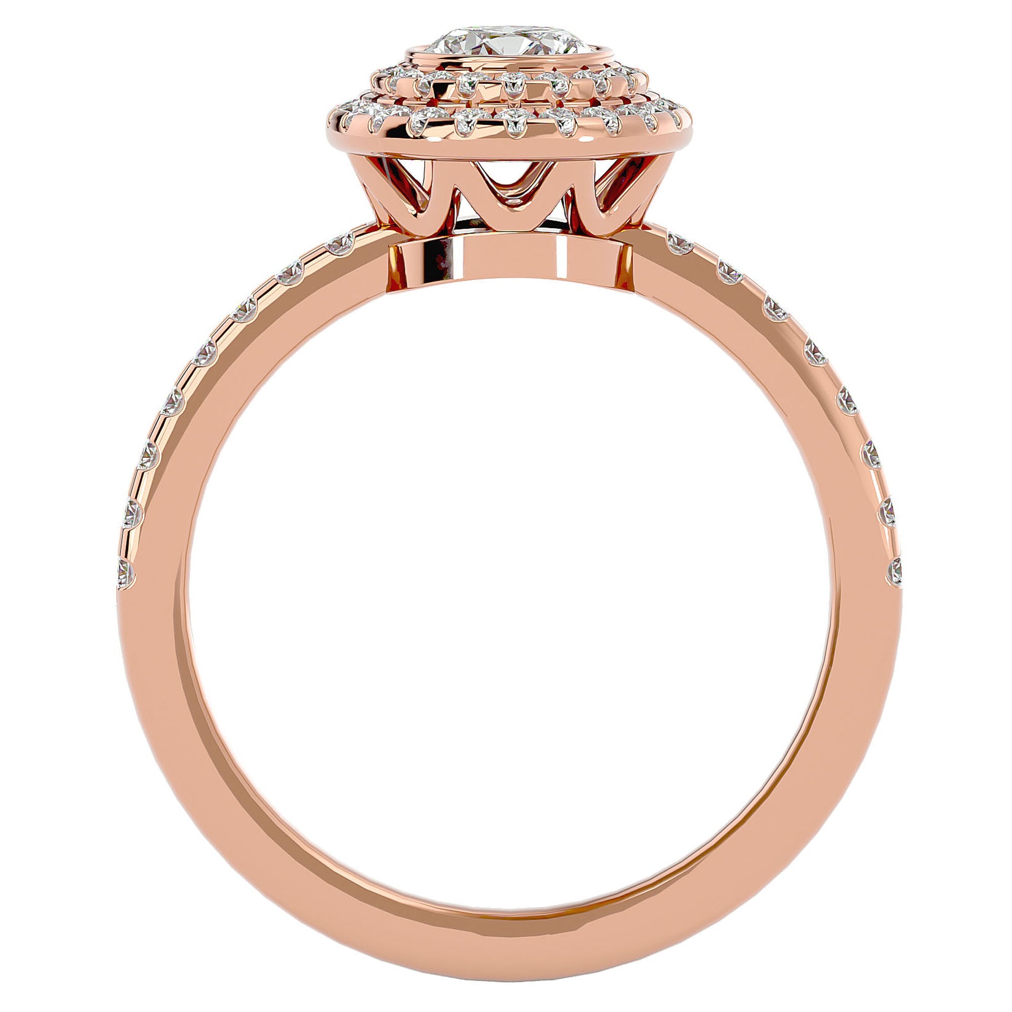 Inel de Logodnă Morgana cu Moissanite Halo Pavé de 0.96 ct din 18k Aur Roz - Castelo.ro