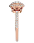 Inel de Logodnă Morgana din Aur 14k cu Diamante Create în Laborator Halo Pavé de 0.96 ct din 14k Aur Roz - Castelo.ro