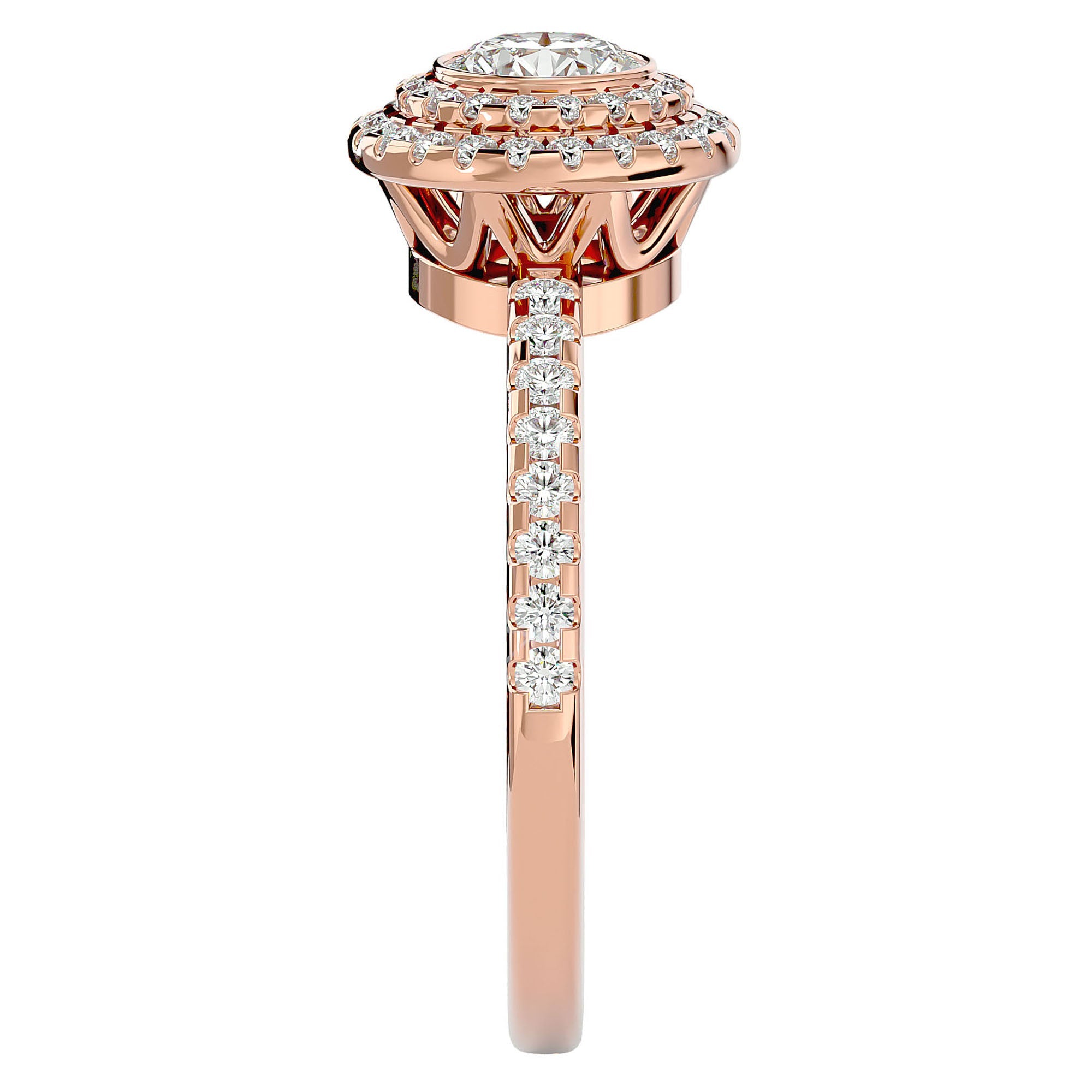 Inel de Logodnă Morgana cu Moissanite Halo Pavé de 0.96 ct din 18k Aur Roz - Castelo.ro