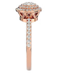 Inel de Logodnă Morgana cu Diamante Naturale Halo Pavé de 0.96 ct din 18k Aur Roz - Castelo.ro