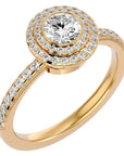 Inel de Logodnă Morgana cu Moissanite Halo Pavé de 0.96 ct din 18k Aur Galben - Castelo.ro