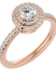 Inel de Logodnă Morgana din Aur 14k cu Diamante Create în Laborator Halo Pavé de 0.96 ct din 14k Aur Roz - Castelo.ro