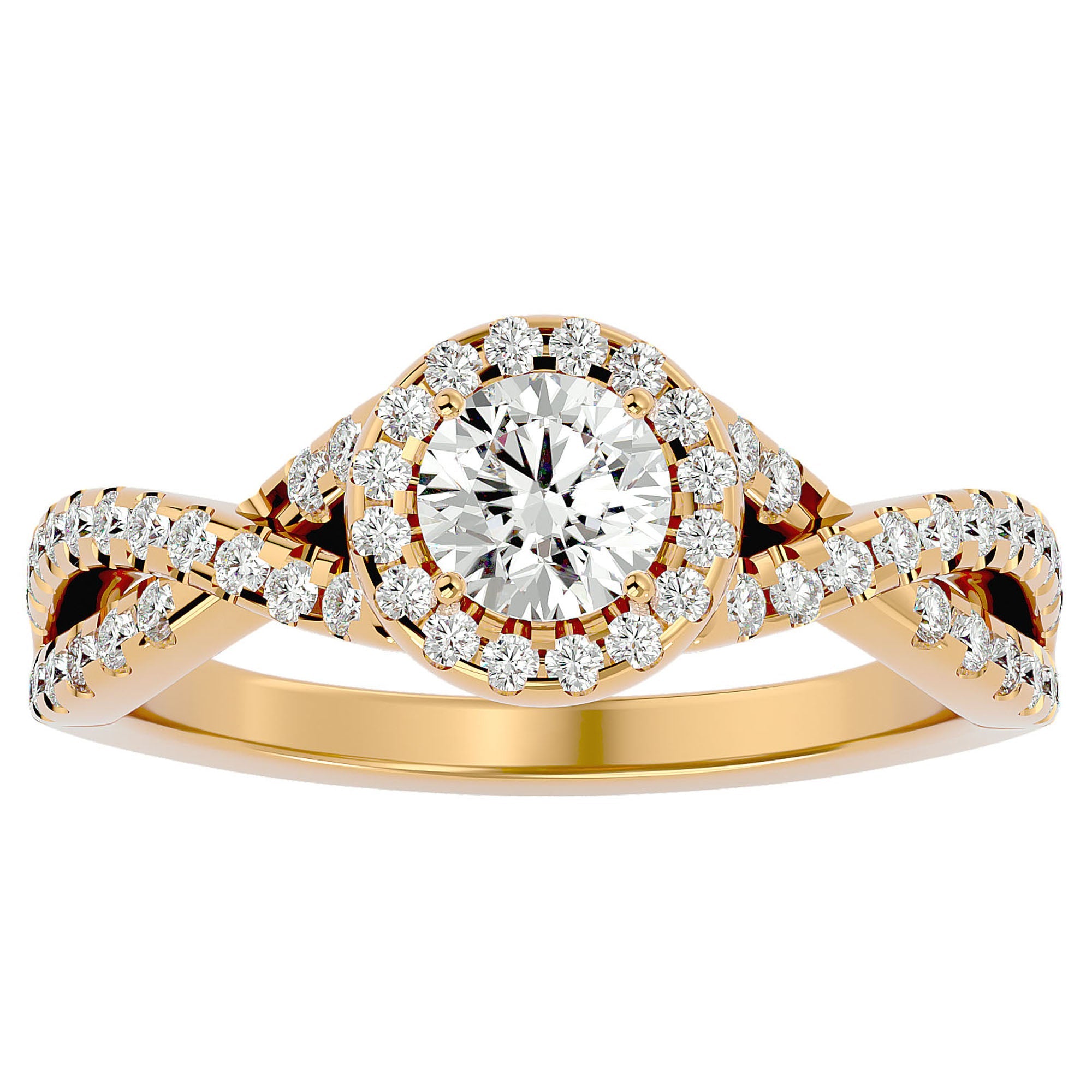 Inel de Logodnă Gravitas din Aur 14k cu Diamante Naturale Halo Pavé de 1.00 ct din 14k Aur Galben - Castelo.ro