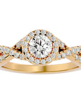 Inel de Logodnă Gravitas din Aur 14k cu Diamante Create în Laborator Halo Pavé de 1.00 ct din 14k Aur Galben - Castelo.ro
