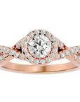 Inel de Logodnă Gravitas din Aur 14k cu Diamante Create în Laborator Halo Pavé de 1.00 ct din 14k Aur Roz - Castelo.ro