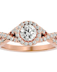 Inel de Logodnă Gravitas din Aur 14k cu Diamante Create în Laborator Halo Pavé de 1.00 ct din 14k Aur Roz - Castelo.ro