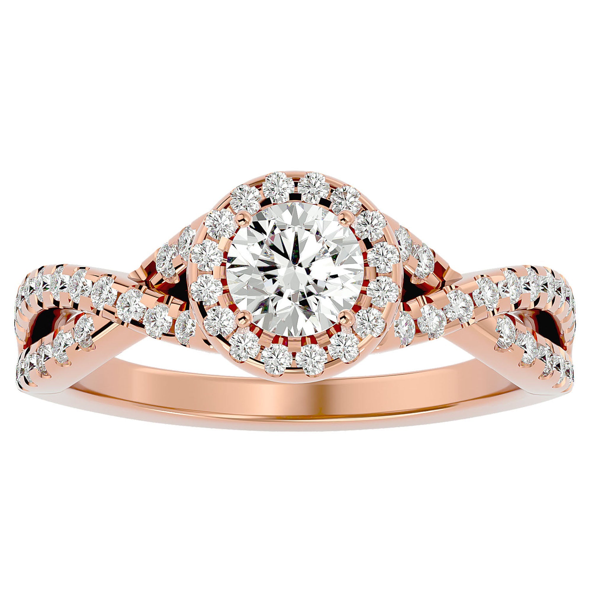 Inel de Logodnă Gravitas din Aur 14k cu Diamante Naturale Halo Pavé de 1.00 ct din 14k Aur Roz - Castelo.ro