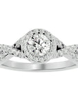 Inel de Logodnă Gravitas din Aur 14k cu Diamante Naturale Halo Pavé de 1.00 ct din 14k Aur Alb - Castelo.ro