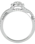 Inel de Logodnă Gravitas din Aur 14k cu Diamante Naturale Halo Pavé de 1.00 ct din 14k Aur Alb - Castelo.ro