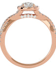 Inel de Logodnă Gravitas din Aur 14k cu Diamante Create în Laborator Halo Pavé de 1.00 ct din 14k Aur Roz - Castelo.ro