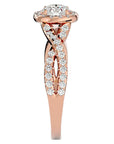Inel de Logodnă Gravitas din Aur 14k cu Diamante Naturale Halo Pavé de 1.00 ct din 14k Aur Roz - Castelo.ro