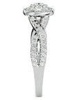 Inel de Logodnă Gravitas din Aur 14k cu Diamante Create în Laborator Halo Pavé de 1.00 ct din 14k Aur Alb - Castelo.ro