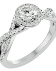 Inel de Logodnă Gravitas din Aur 14k cu Diamante Naturale Halo Pavé de 1.00 ct din 14k Aur Alb - Castelo.ro