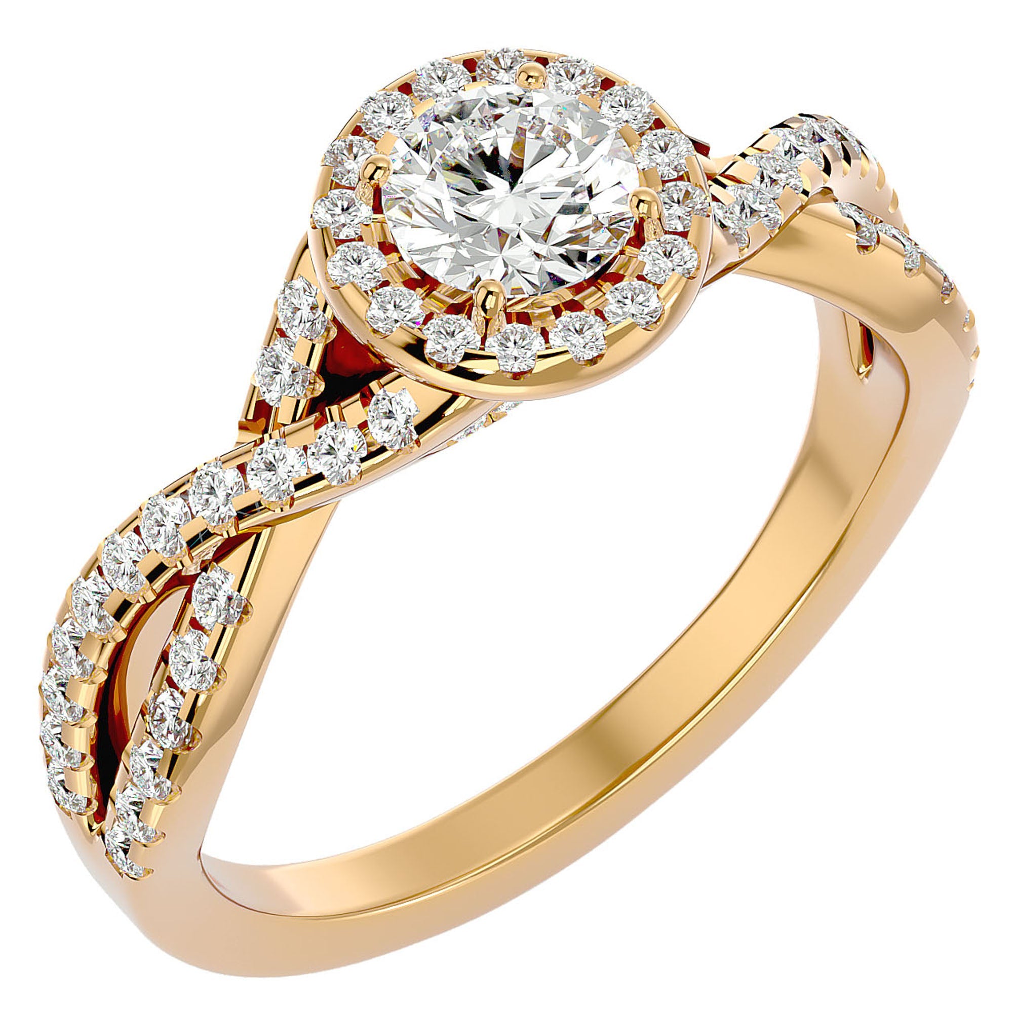 Inel de Logodnă Gravitas din Aur 14k cu Diamante Naturale Halo Pavé de 1.00 ct din 14k Aur Galben - Castelo.ro