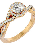 Inel de Logodnă Gravitas din Aur 14k cu Diamante Create în Laborator Halo Pavé de 1.00 ct din 14k Aur Galben - Castelo.ro