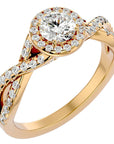 Inel de Logodnă Gravitas din Aur 14k cu Diamante Create în Laborator Halo Pavé de 1.00 ct din 14k Aur Galben - Castelo.ro