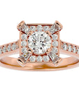 Inel de Logodnă Obsidian cu Moissanite Halo Pavé de 1.17 ct din 18k Aur Roz - Castelo.ro