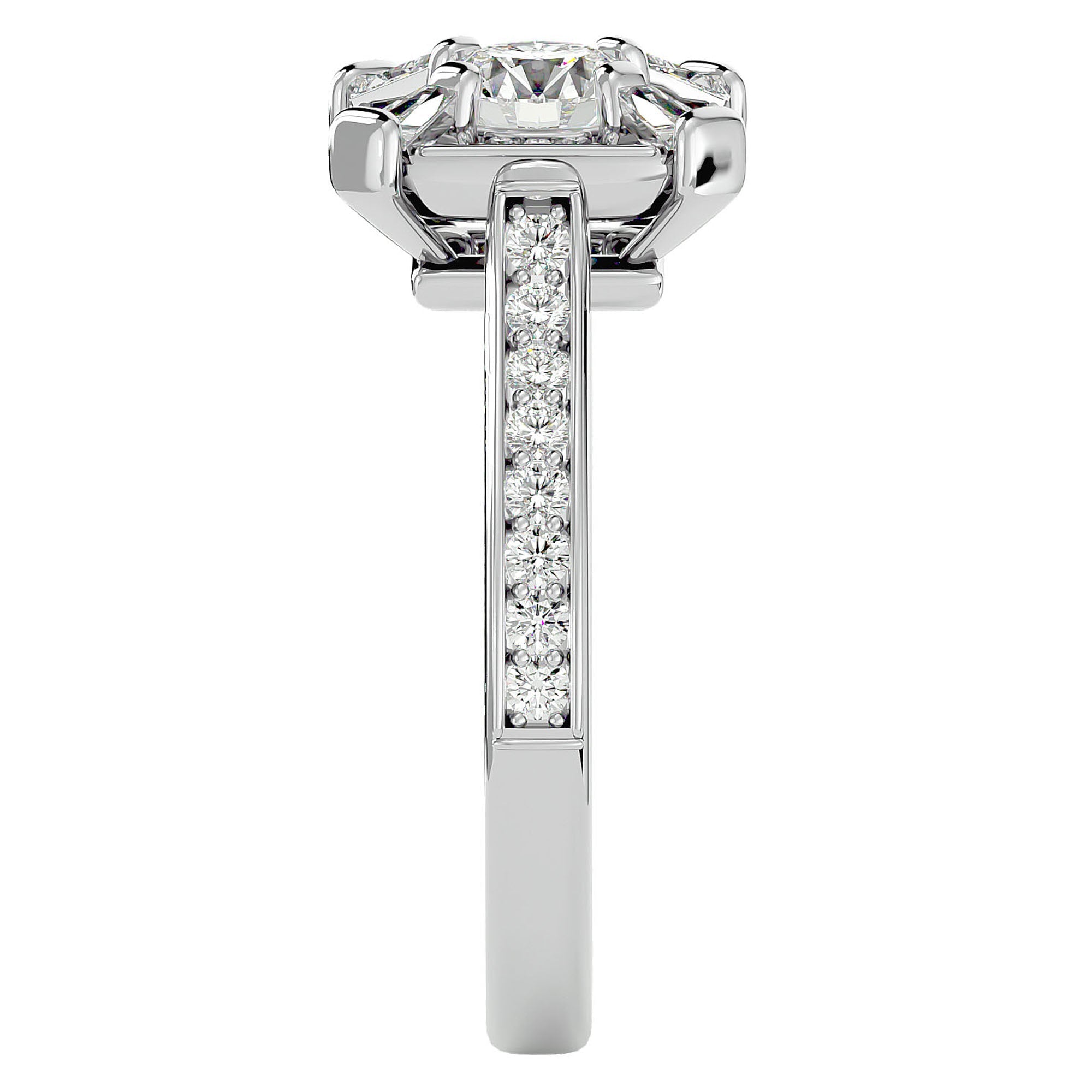Inel de Logodnă Obsidian din Aur 14k cu Diamante Create în Laborator Halo Pavé de 1.17 ct din 14k Aur Alb - Castelo.ro