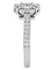 Inel de Logodnă Obsidian din Aur 14k cu Diamante Create în Laborator Halo Pavé de 1.17 ct din 14k Aur Alb - Castelo.ro