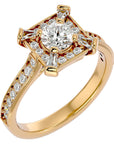 Inel de Logodnă Obsidian din Aur 14k cu Diamante Naturale Halo Pavé de 1.17 ct din 14k Aur Galben - Castelo.ro