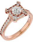 Inel de Logodnă Obsidian cu Diamante Create în Laborator Halo Pavé de 1.17 ct din 18k Aur Roz - Castelo.ro