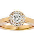 Inel De Logodnă din Aur 14k Cu Diamante Create în Laborator Halo, Tăietură Rotundă de 0.77 ct din 14k Aur Galben - Castelo.ro