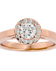 Inel De Logodnă din Aur 14k Cu Diamante Naturale Halo, Tăietură Rotundă de 0.77 ct din 14k Aur Roz - Castelo.ro