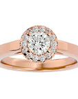 Inel De Logodnă din Aur 14k Cu Diamante Create în Laborator Halo, Tăietură Rotundă de 0.77 ct din 14k Aur Roz - Castelo.ro