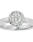 Inel De Logodnă din Aur 14k Cu Diamante Create în Laborator Halo, Tăietură Rotundă de 0.77 ct din 14k Aur Alb - Castelo.ro
