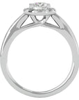 Inel De Logodnă din Aur 14k Cu Diamante Naturale Halo, Tăietură Rotundă de 0.77 ct din 14k Aur Alb - Castelo.ro