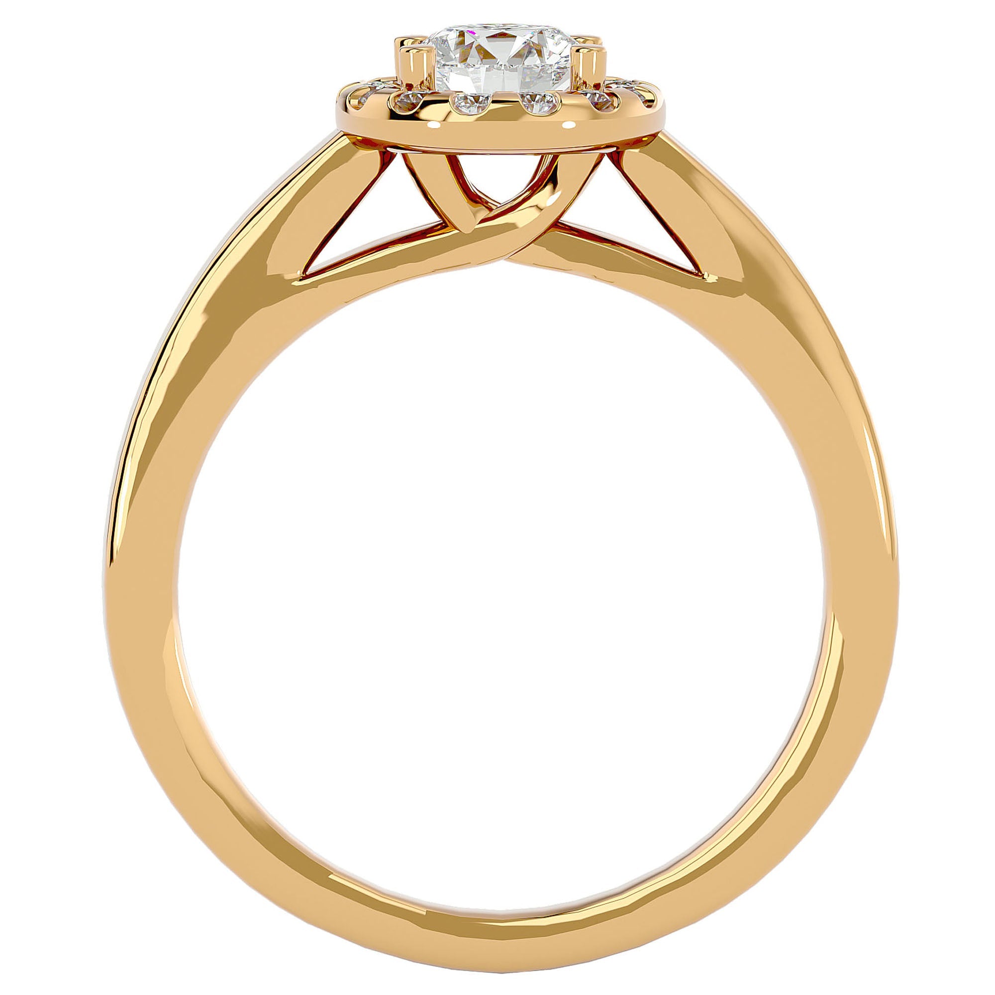 Inel De Logodnă din Aur 14k Cu Diamante Create în Laborator Halo, Tăietură Rotundă de 0.77 ct din 14k Aur Galben - Castelo.ro