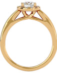 Inel De Logodnă din Aur 14k Cu Moissanite Halo, Tăietură Rotundă de 0.77 ct din 14k Aur Galben - Castelo.ro