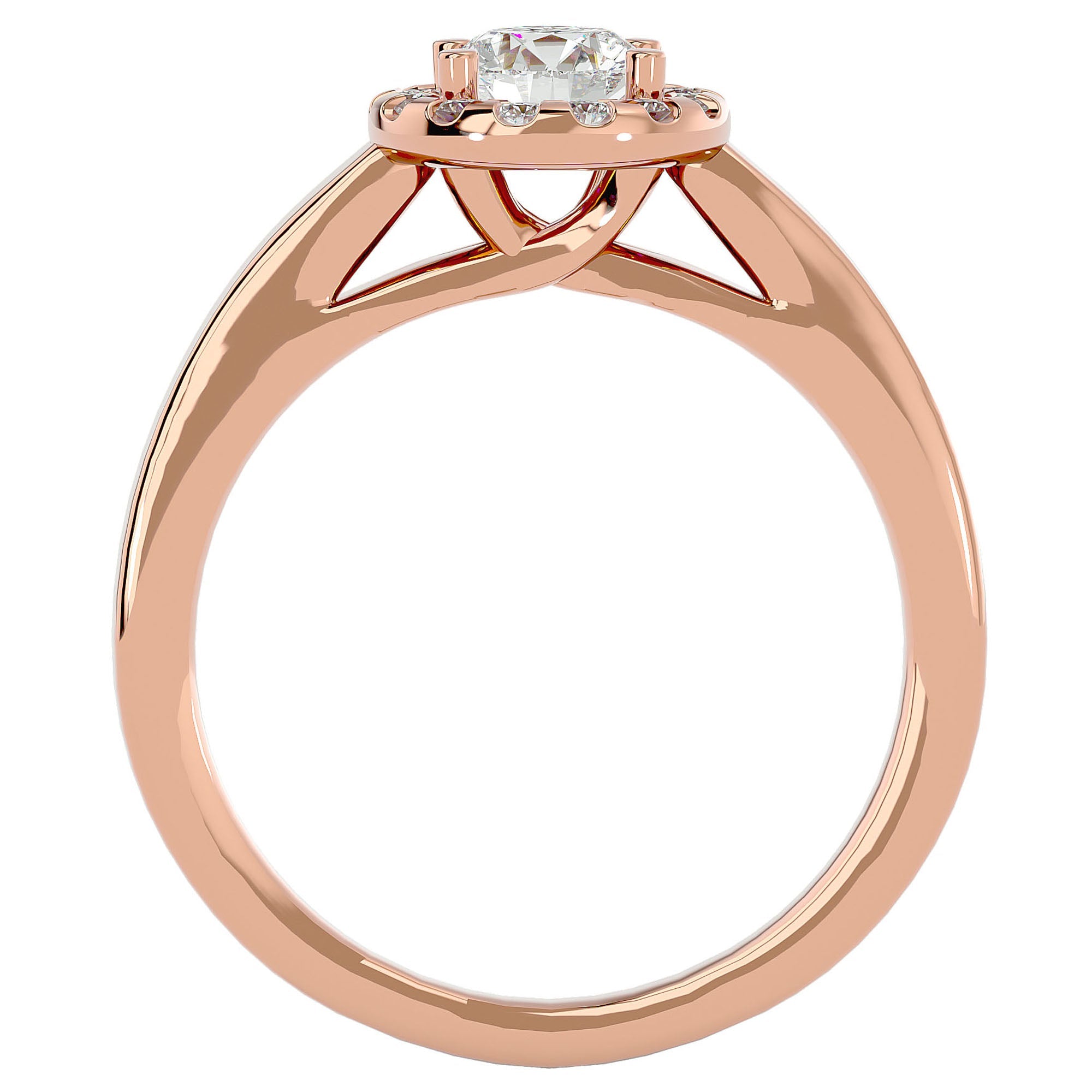 Inel De Logodnă din Aur 14k Cu Diamante Naturale Halo, Tăietură Rotundă de 0.77 ct din 14k Aur Roz - Castelo.ro