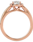 Inel De Logodnă din Aur 14k Cu Diamante Naturale Halo, Tăietură Rotundă de 0.77 ct din 14k Aur Roz - Castelo.ro