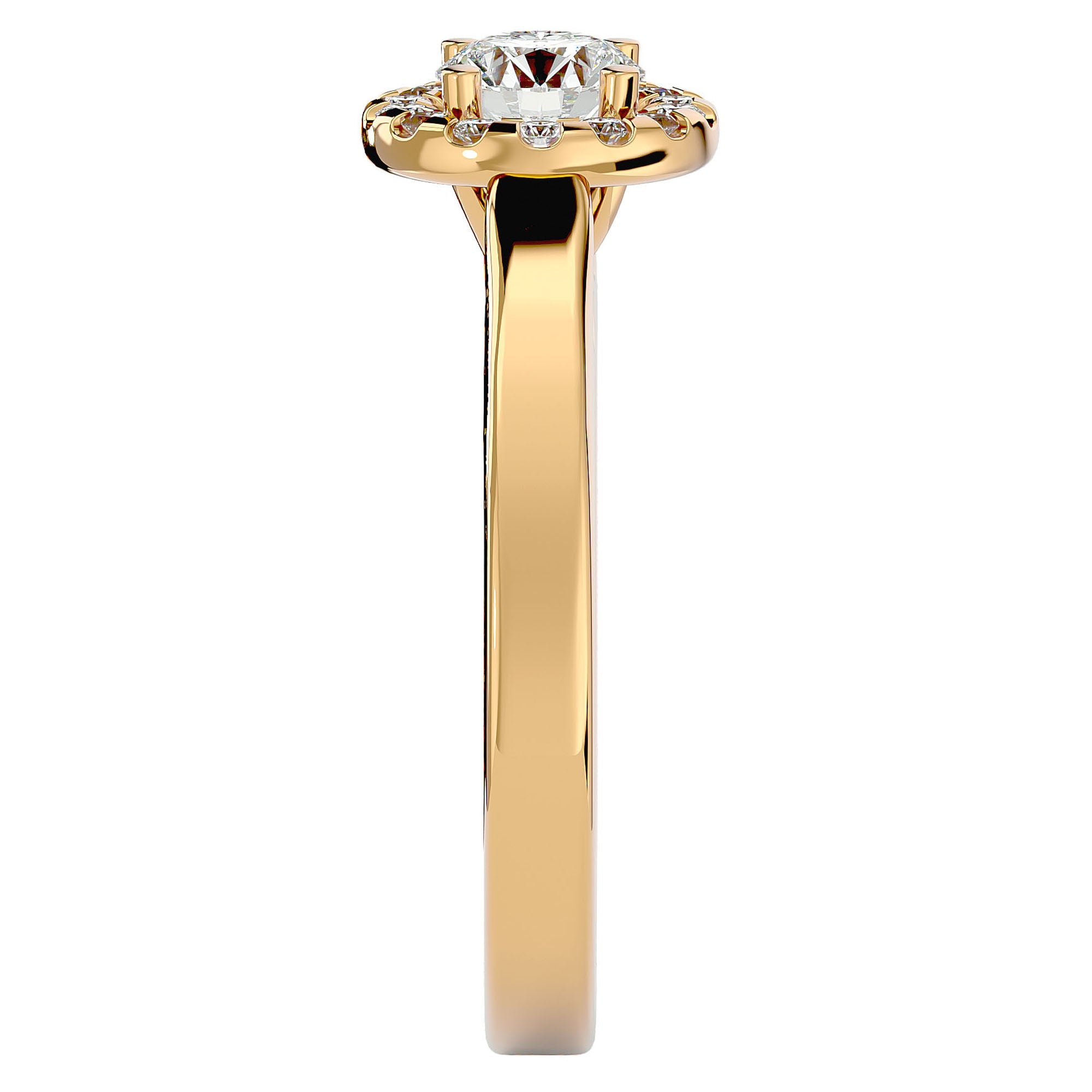 Inel De Logodnă din Aur 14k Cu Diamante Create în Laborator Halo, Tăietură Rotundă de 0.77 ct din 14k Aur Galben - Castelo.ro