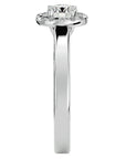 Inel De Logodnă din Aur 14k Cu Diamante Naturale Halo, Tăietură Rotundă de 0.77 ct din 14k Aur Alb - Castelo.ro