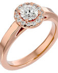 Inel De Logodnă din Aur 14k Cu Diamante Create în Laborator Halo, Tăietură Rotundă de 0.77 ct din 14k Aur Roz - Castelo.ro