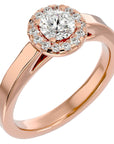 Inel De Logodnă din Aur 14k Cu Diamante Naturale Halo, Tăietură Rotundă de 0.77 ct din 14k Aur Roz - Castelo.ro