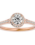 Inel De Logodnă din Aur 14k Cu Diamante Naturale Halo, Tăietură Rotundă de 0.74 ct din 14k Aur Roz - Castelo.ro