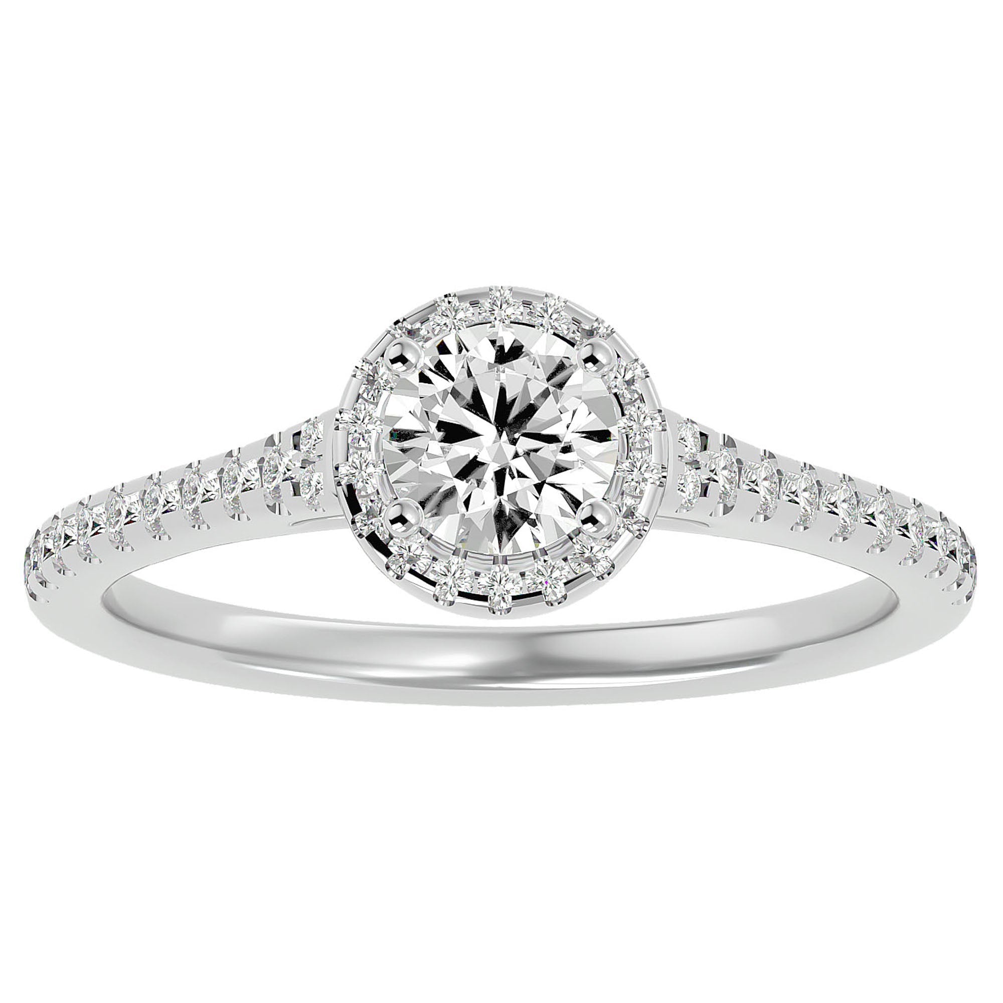 Inel De Logodnă Cu Diamante Naturale Halo, Tăietură Rotundă de 0.74 ct din Platina - Castelo.ro