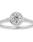 Inel De Logodnă din Aur 14k Cu Diamante Naturale Halo, Tăietură Rotundă de 0.74 ct din 14k Aur Alb - Castelo.ro