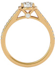 Inel De Logodnă din Aur 14k Cu Diamante Naturale Halo, Tăietură Rotundă de 0.74 ct din 14k Aur Galben - Castelo.ro