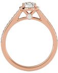 Inel De Logodnă din Aur 14k Cu Moissanite Halo, Tăietură Rotundă de 0.74 ct din 14k Aur Roz - Castelo.ro