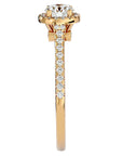 Inel De Logodnă Cu Moissanite Halo, Tăietură Rotundă de 0.74 ct din 18k Aur Galben - Castelo.ro