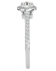 Inel De Logodnă din Aur 14k Cu Diamante Naturale Halo, Tăietură Rotundă de 0.74 ct din 14k Aur Alb - Castelo.ro